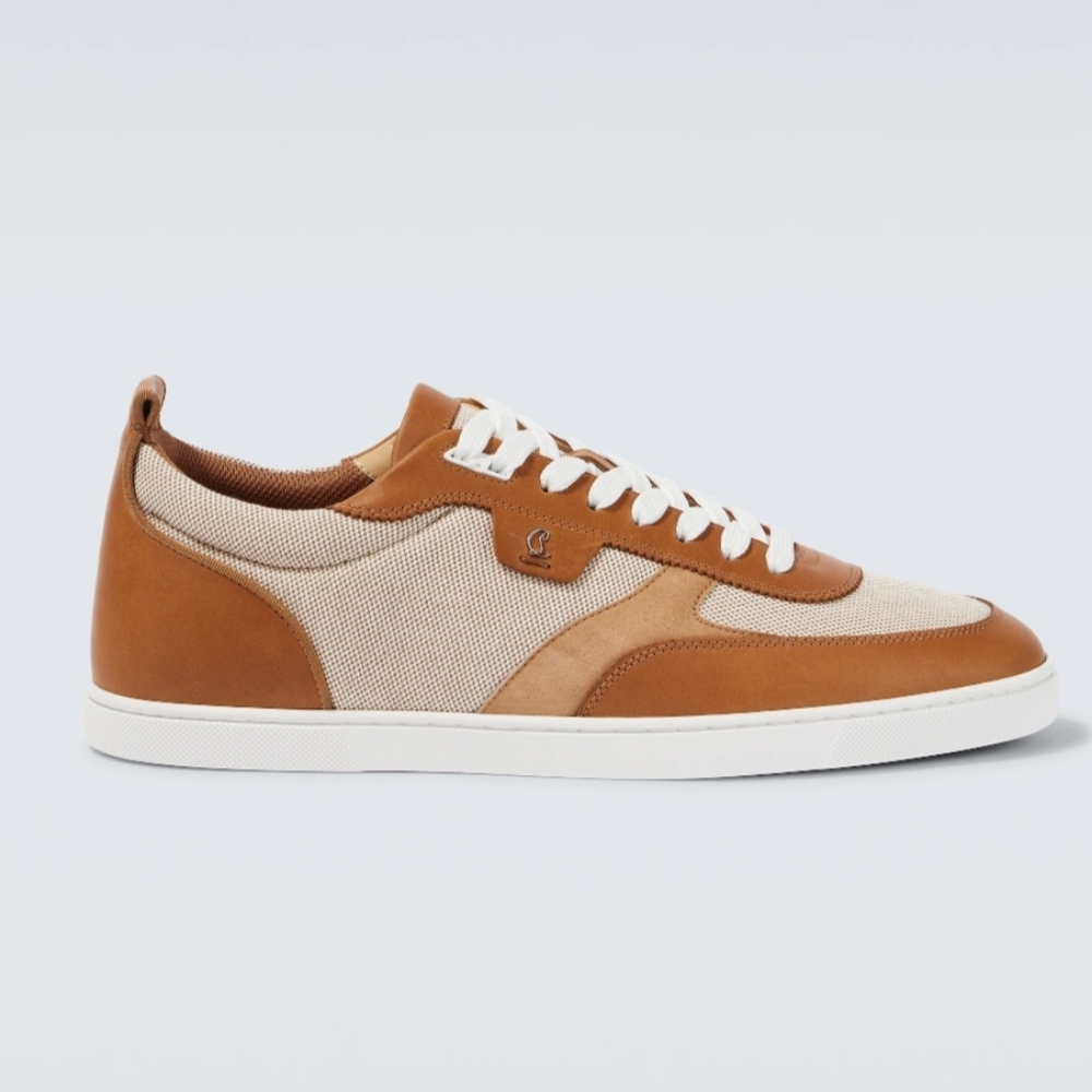 $845 Christian Louboutin Tutti Rui Canvas Leather Sneaker Beige EU 43 US 10 BNIB
